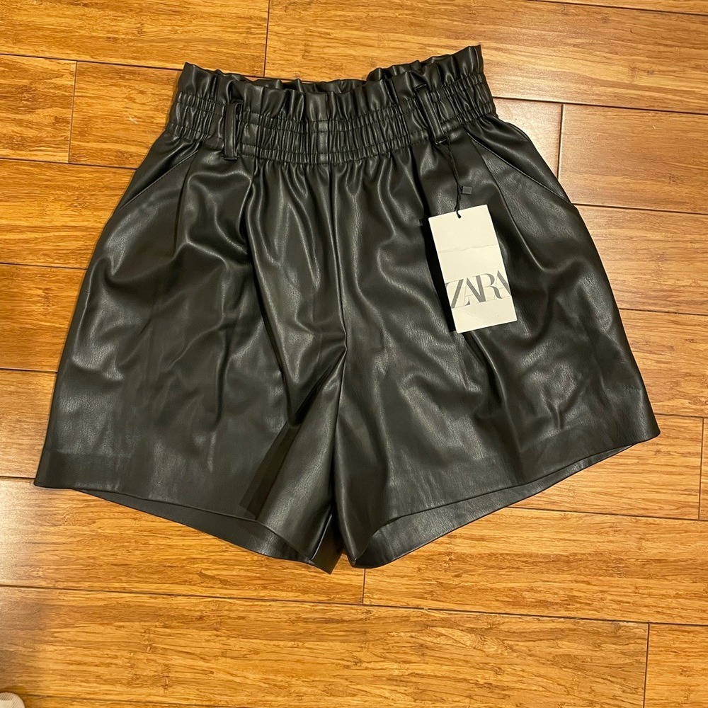 NWT Faux Leather Black High Waist Shorts - XS
